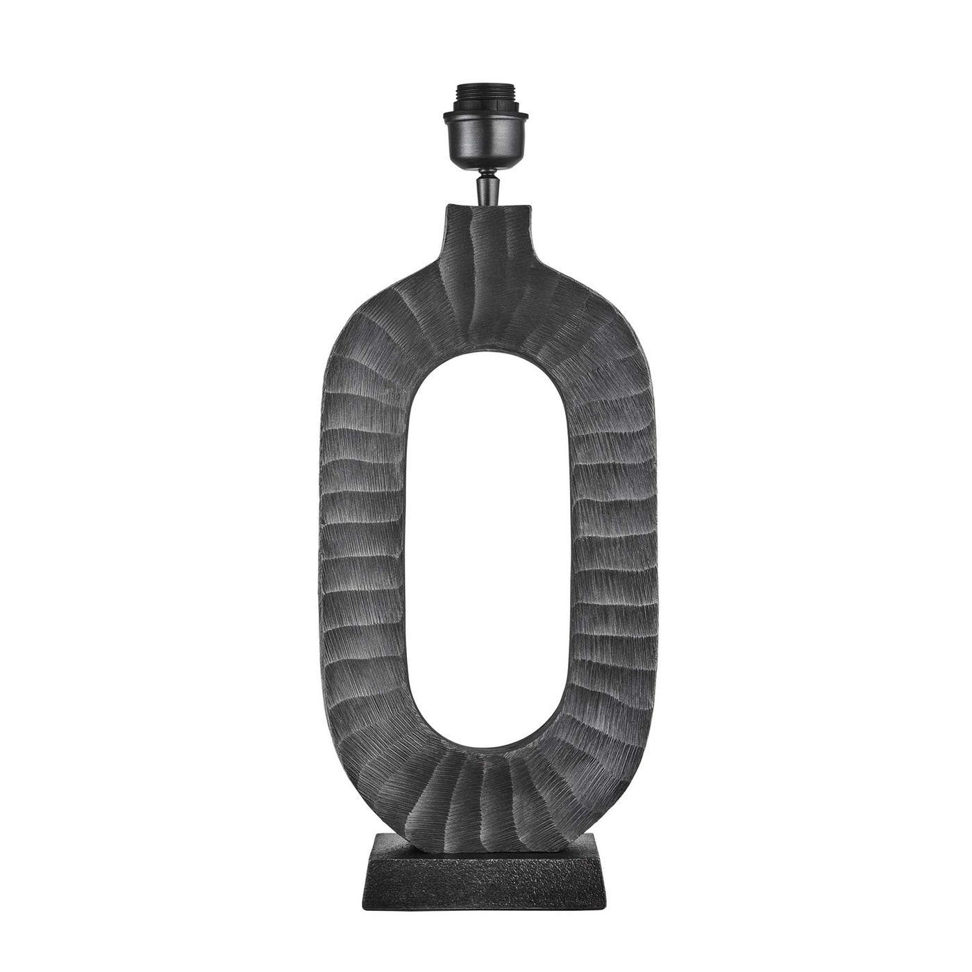 Ornate Oval Table Lamp - Pewter Industville
