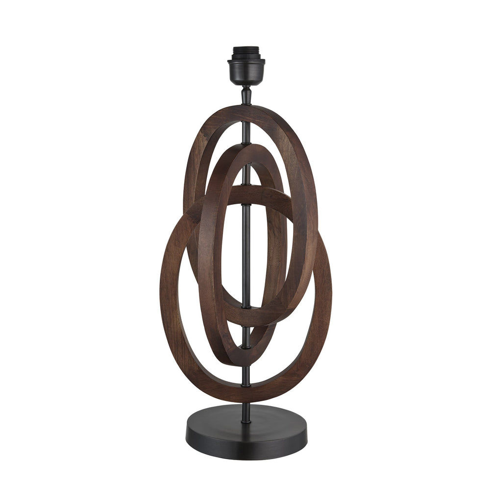 Wooden Geometric Circle Table Lamp - Walnut Industville