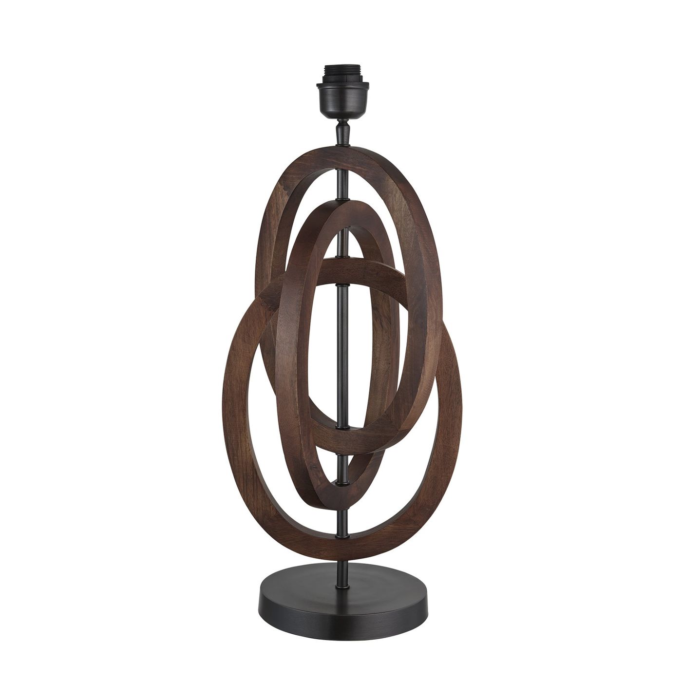 Wooden Geometric Circle Table Lamp - Walnut Industville
