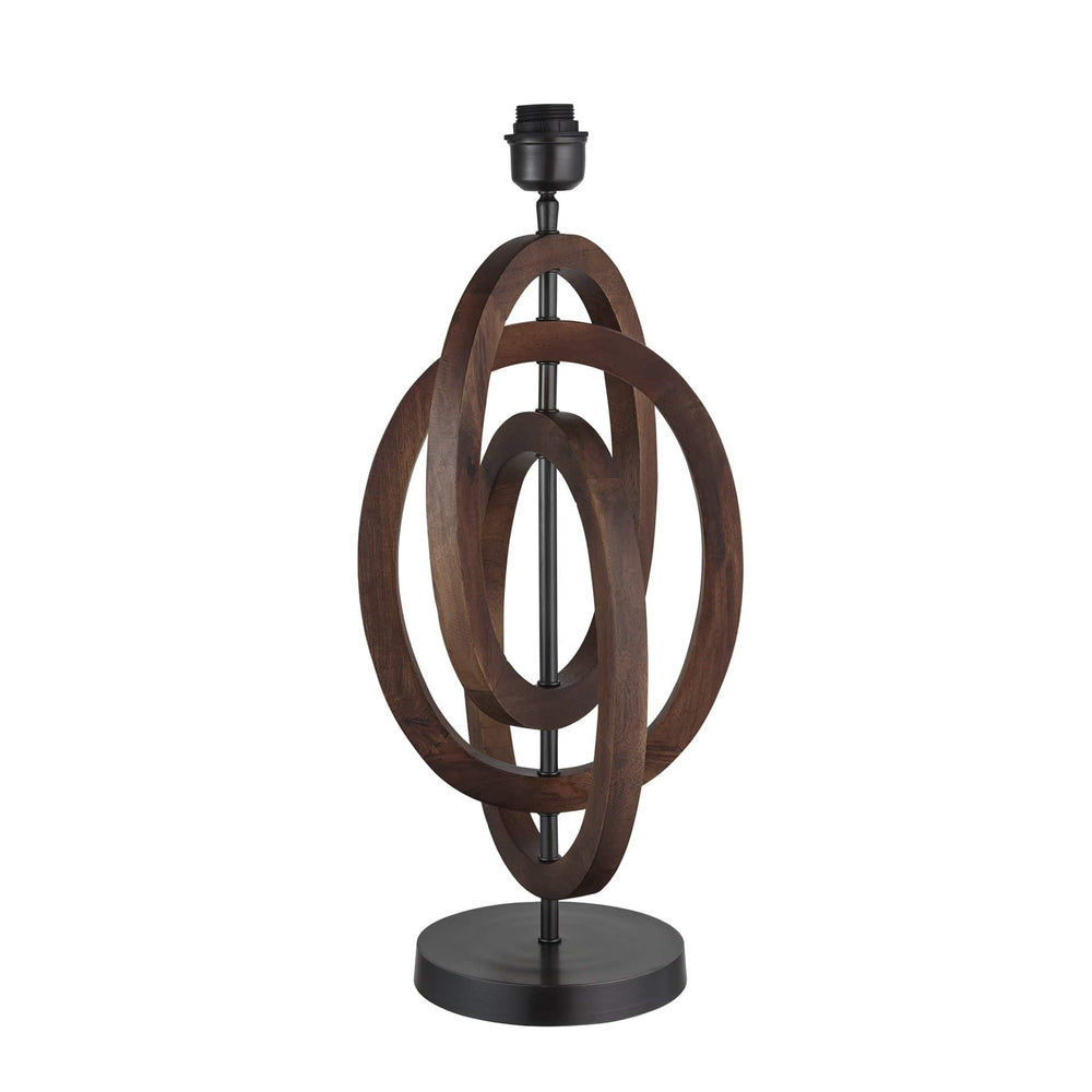 Wooden Geometric Circle Table Lamp - Walnut - Base Only Industville WO-GE-CITL-WN-BO