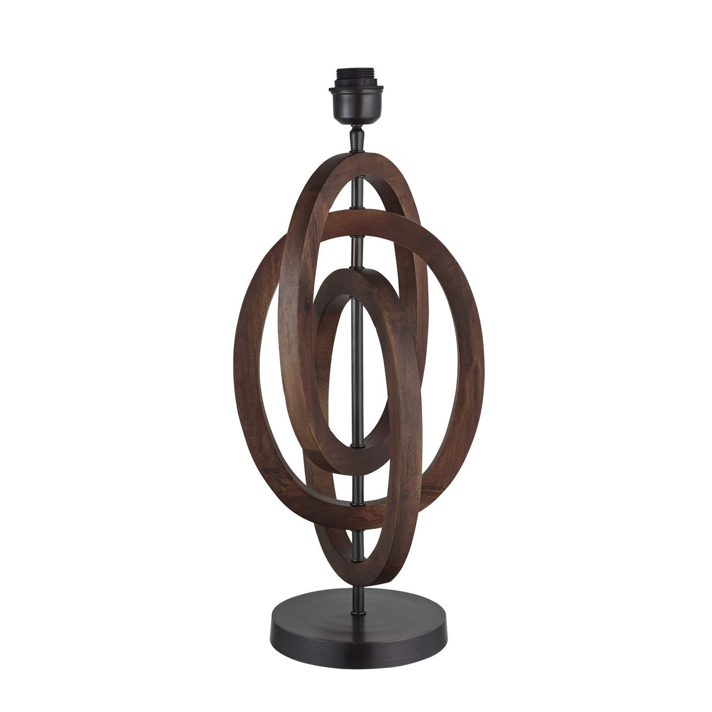 Wooden Geometric Circle Table Lamp - Walnut - Base Only Industville WO-GE-CITL-WN-BO