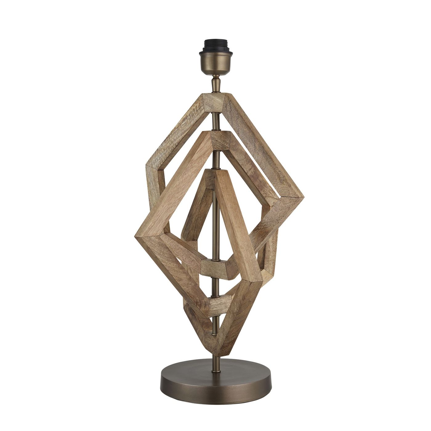 Wooden Geometric Polygon Table Lamp - Natural Industville