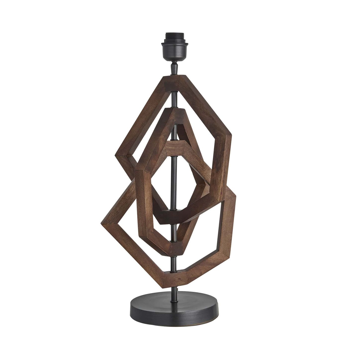 Wooden Geometric Polygon Table Lamp - Walnut - Base Only Industville WO-GE-POTL-WN-BO
