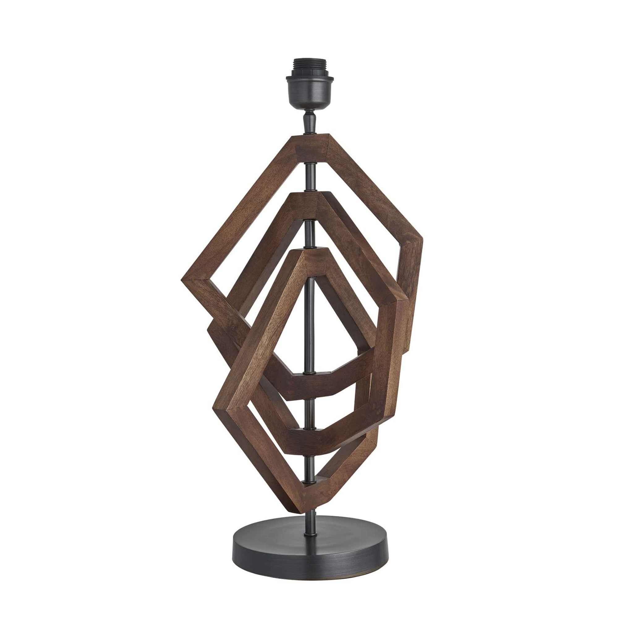 Wooden Geometric Polygon Table Lamp - Walnut - Base Only Industville WO-GE-POTL-WN-BO
