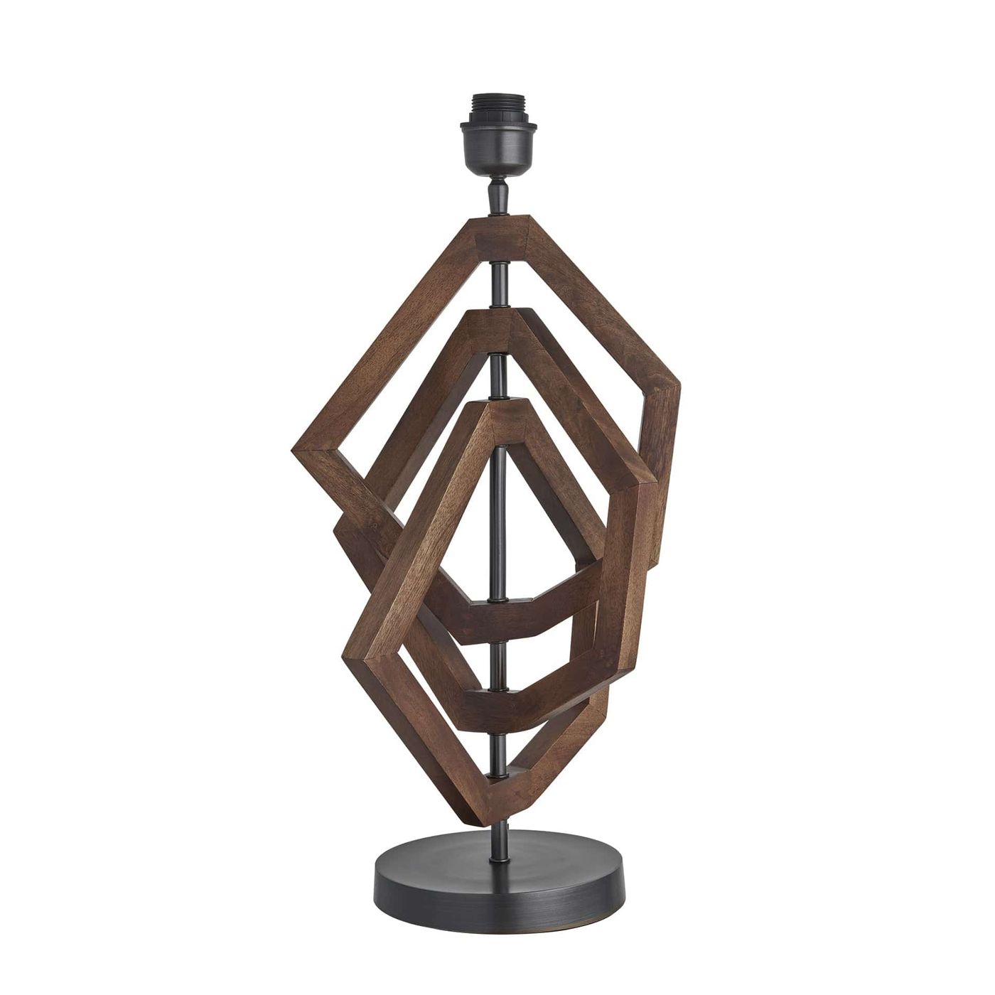Wooden Geometric Polygon Table Lamp - Walnut - Base Only Industville WO-GE-POTL-WN-BO