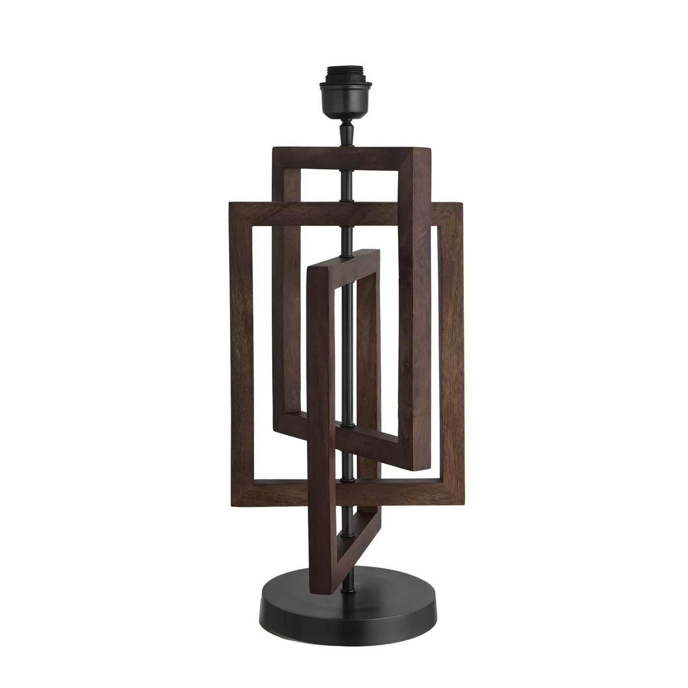 Wooden Geometric Rectangle Table Lamp - Walnut - Base Only Industville WO-GE-RETL-WN-BO