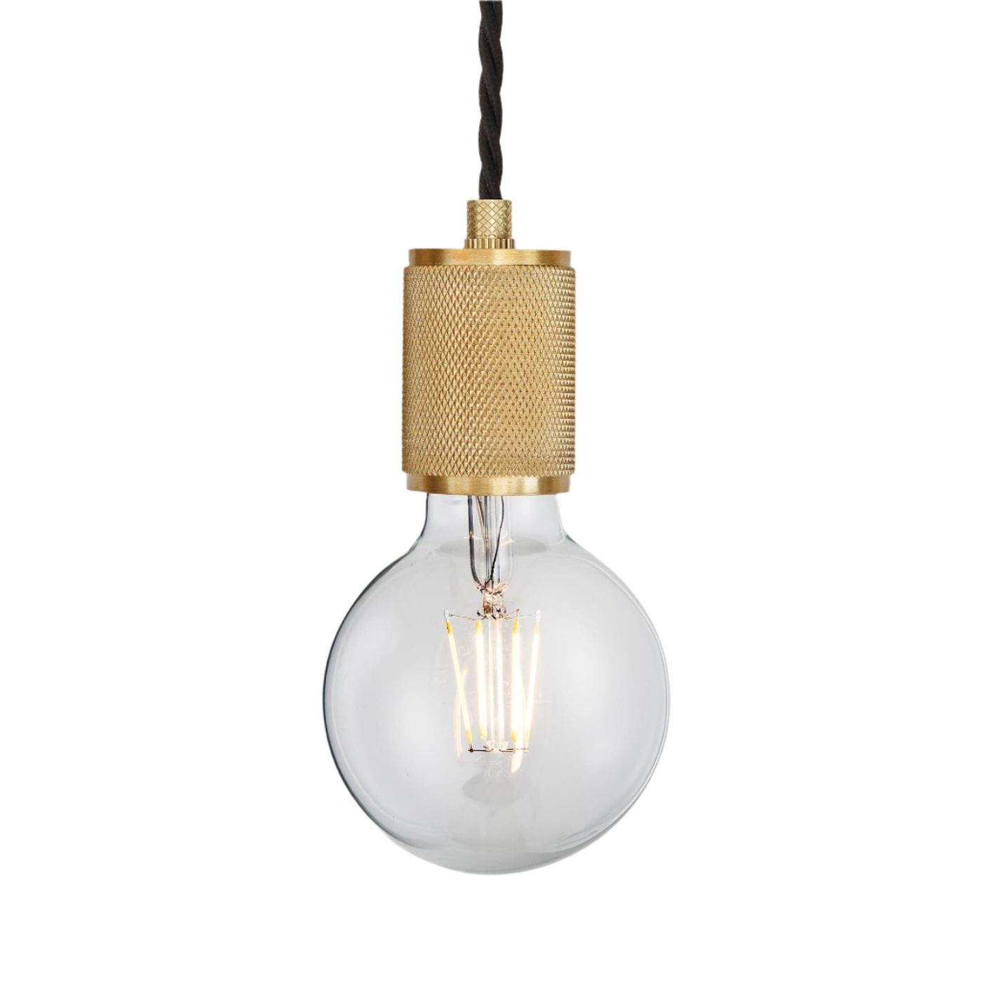 Brass Knurled Edison Pendant Light - 1 Wire - Industville KN-E1WP-B