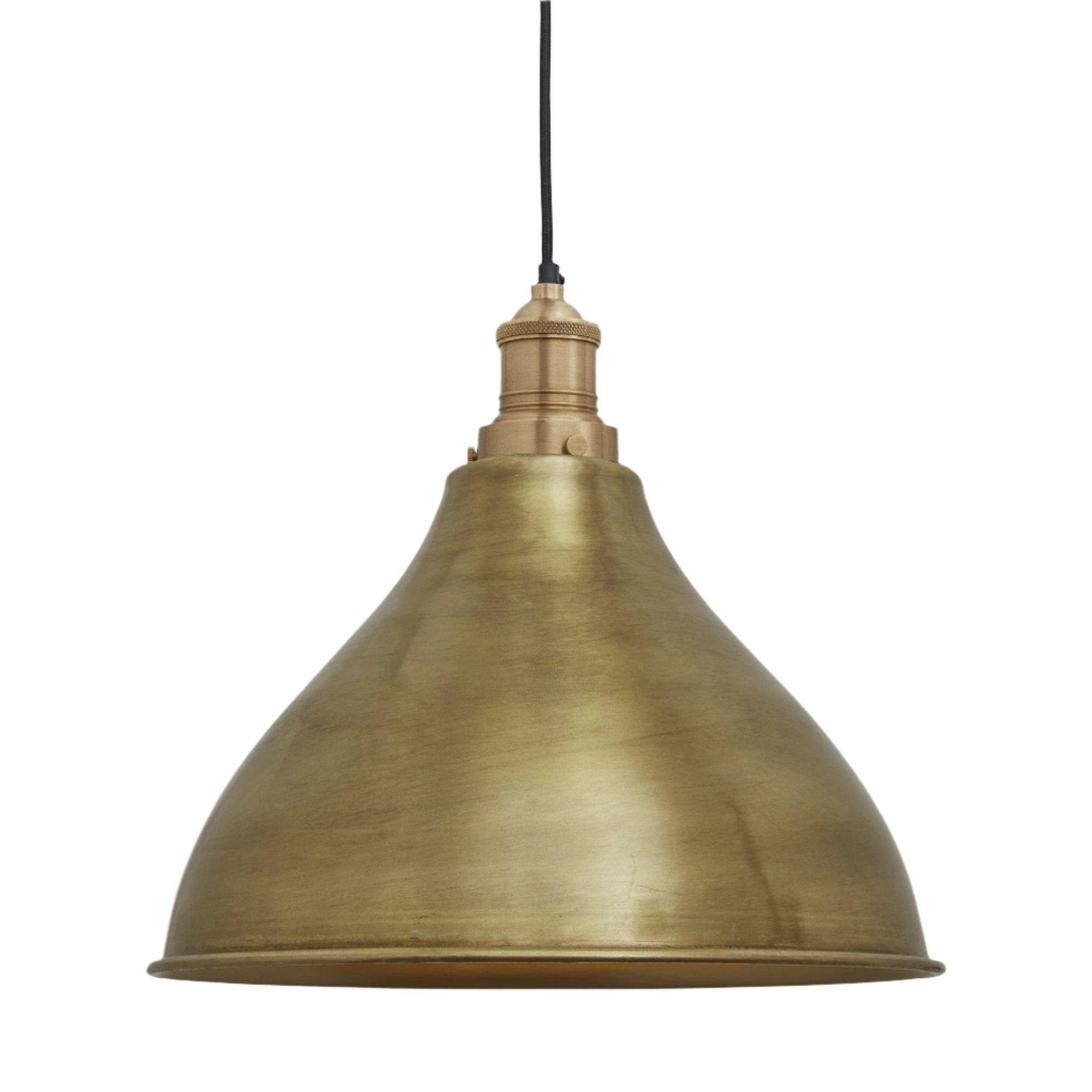 Brooklyn Cone Pendant in 12 Inch in Brass with Brass Pendant Holder, Product Code BR-CP12-B-BH