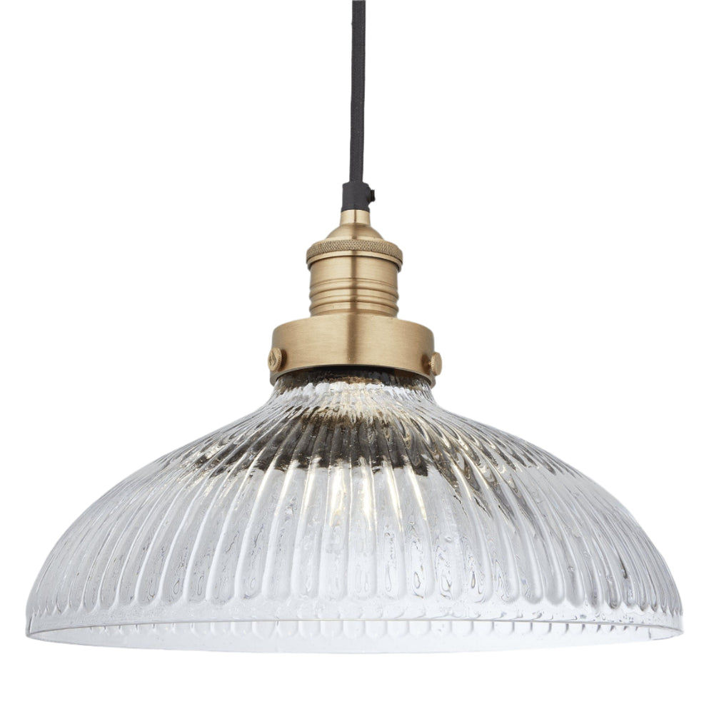 Brooklyn Glass Dome Pendant Light in 12 Inch with Brass Finish Holder,  product code is BR-GLDP12-BH