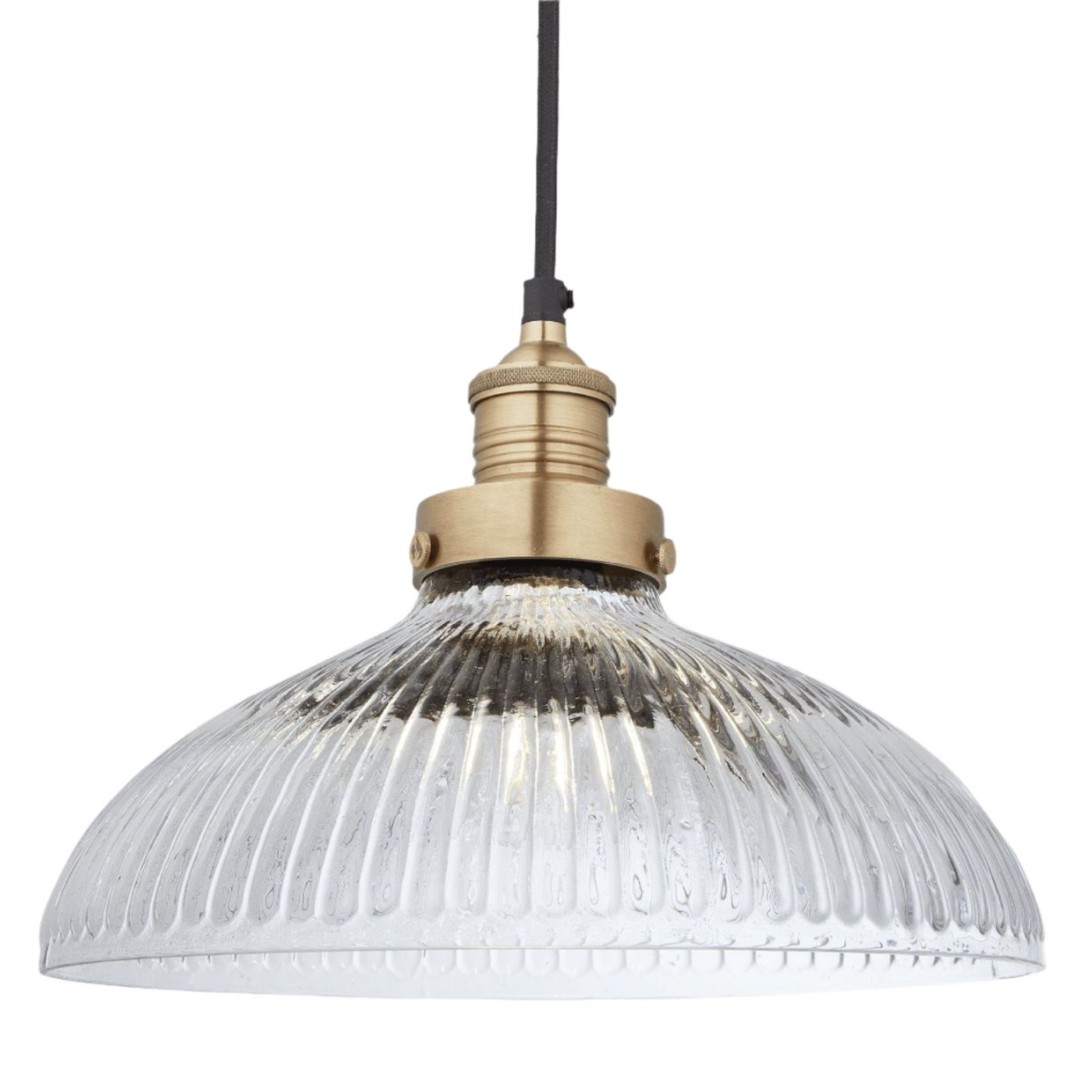 Brooklyn Glass Dome Pendant Light in 12 Inch with Brass Finish Holder,  product code is BR-GLDP12-BH