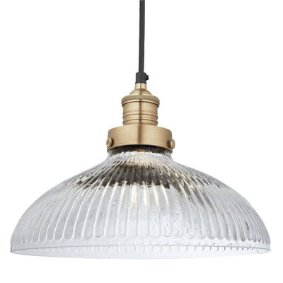 Brooklyn Glass Dome Pendant Light in 12 Inch with Brass Finish Holder,  product code is BR-GLDP12-BH