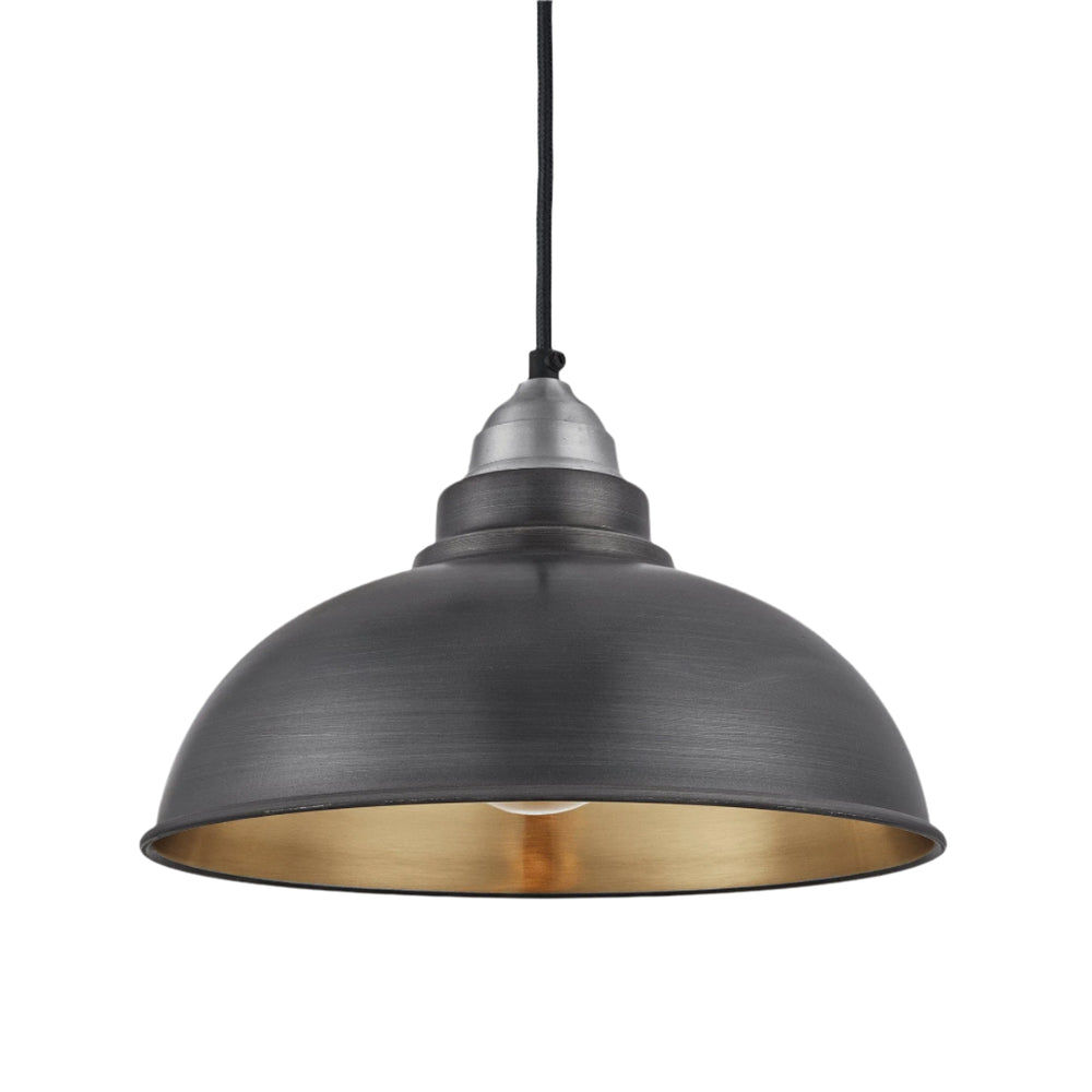 Pewter & Brass Pewter Holder Old Factory Pendant - 12 inch - Industville OF-P12-BP-LPH