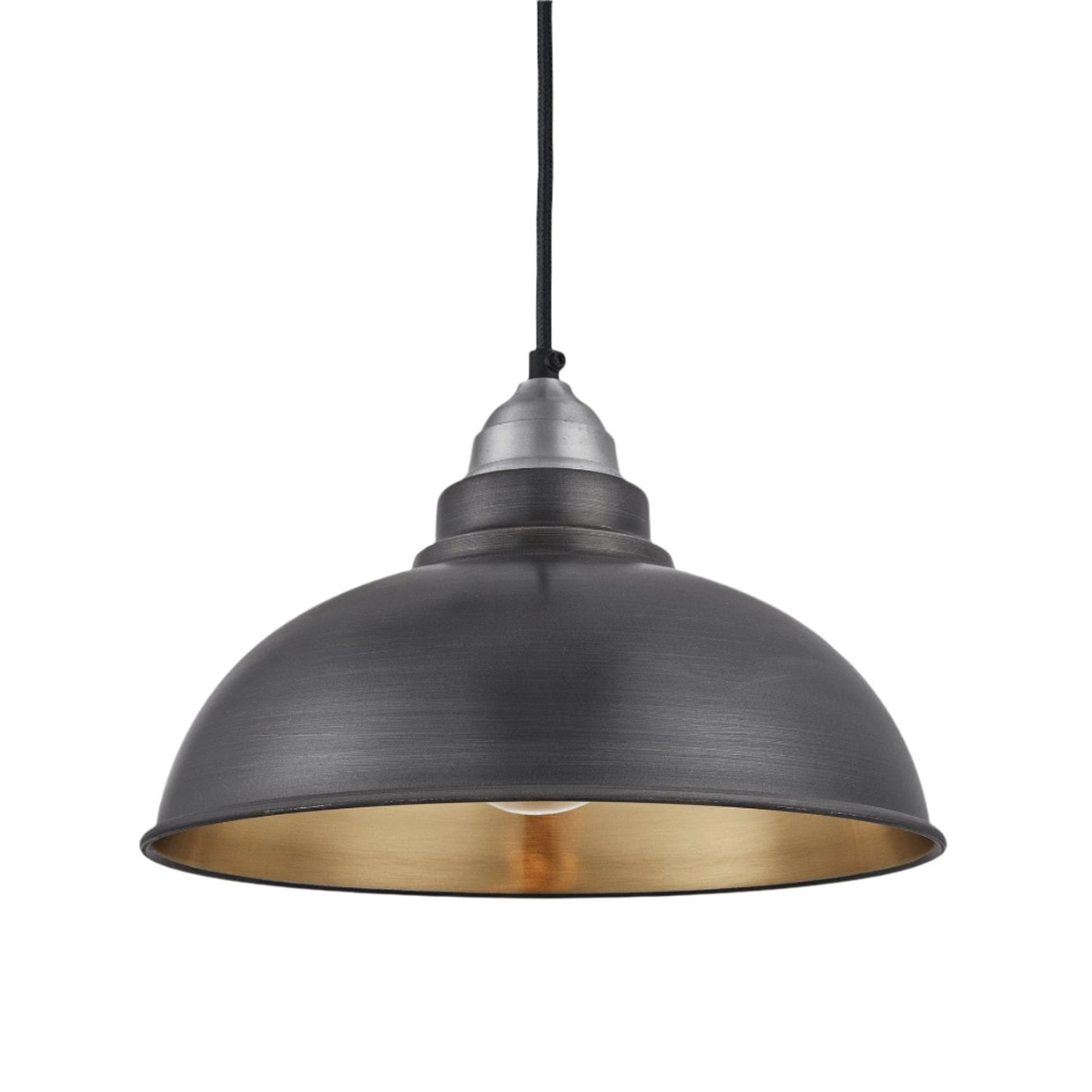 Pewter & Brass Pewter Holder Old Factory Pendant - 12 inch - Industville OF-P12-BP-LPH