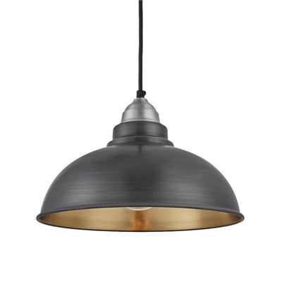 Pewter & Brass Pewter Holder Old Factory Pendant - 12 inch - Industville OF-P12-BP-LPH