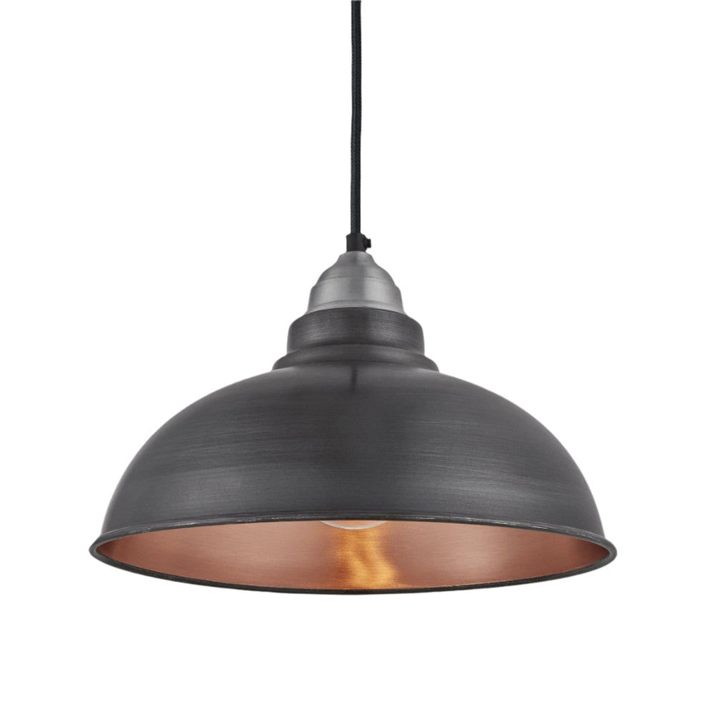 Pewter & Copper with Pewter Holder Old Factory Pendant - 12 inch - Industville OF-P12-CP-LPH