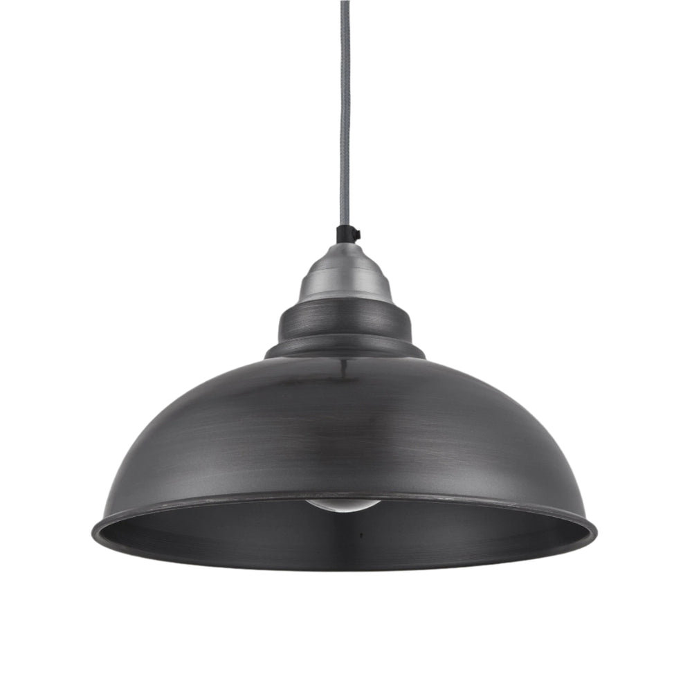 Pewter with Light Pewter Holder Old Factory Pendant - 12 inch - Industville OF-P12-P-LPH