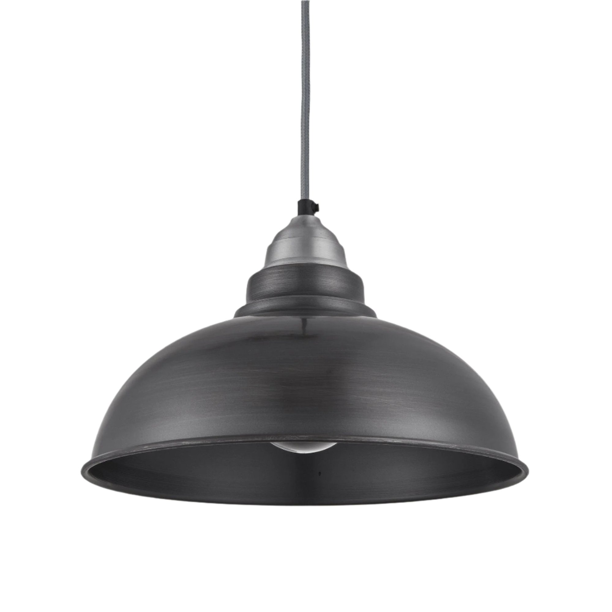 Pewter with Light Pewter Holder Old Factory Pendant - 12 inch - Industville OF-P12-P-LPH