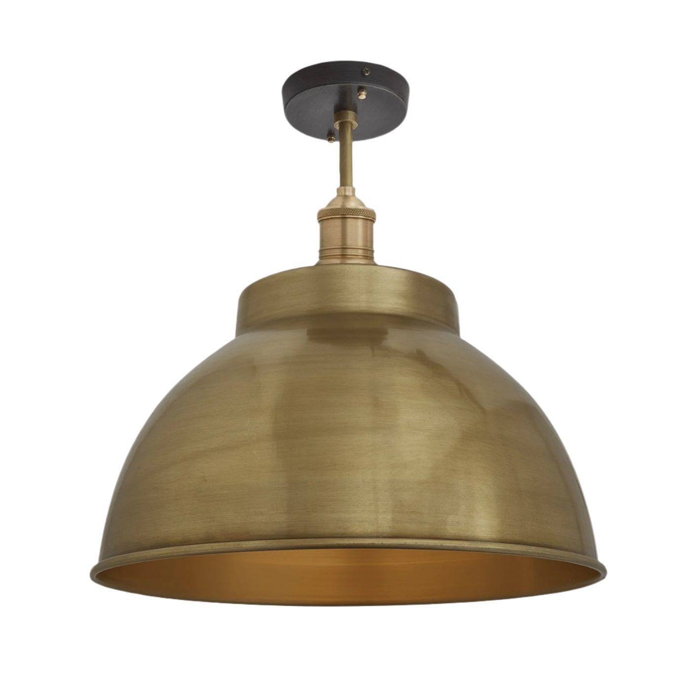 Pewter with Brass Holder Brooklyn Dome Flush Mount - 13 Inch - Industville BR-DFM13-B-BH