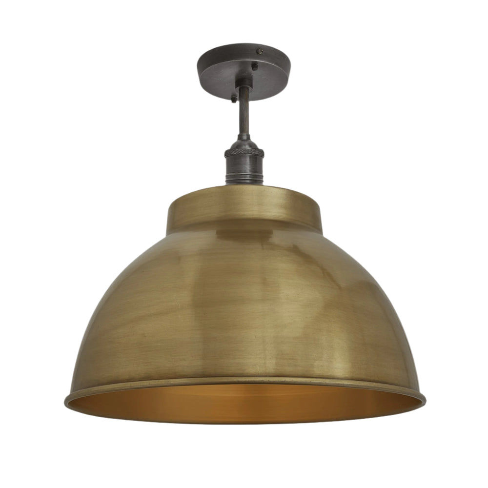 Brass with Pewter Holder Brooklyn Dome Flush Mount - 13 Inch - Industville BR-DFM13-B-PH