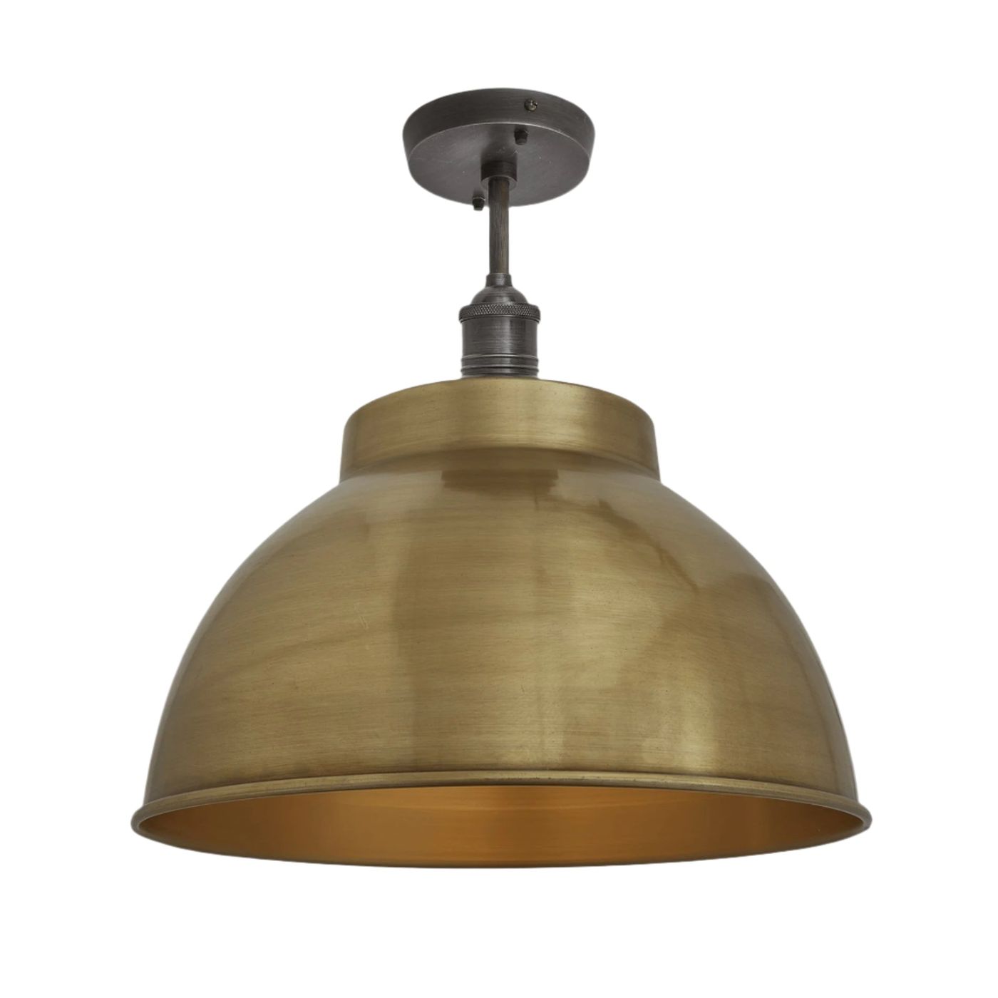 Brass with Pewter Holder Brooklyn Dome Flush Mount - 13 Inch - Industville BR-DFM13-B-PH