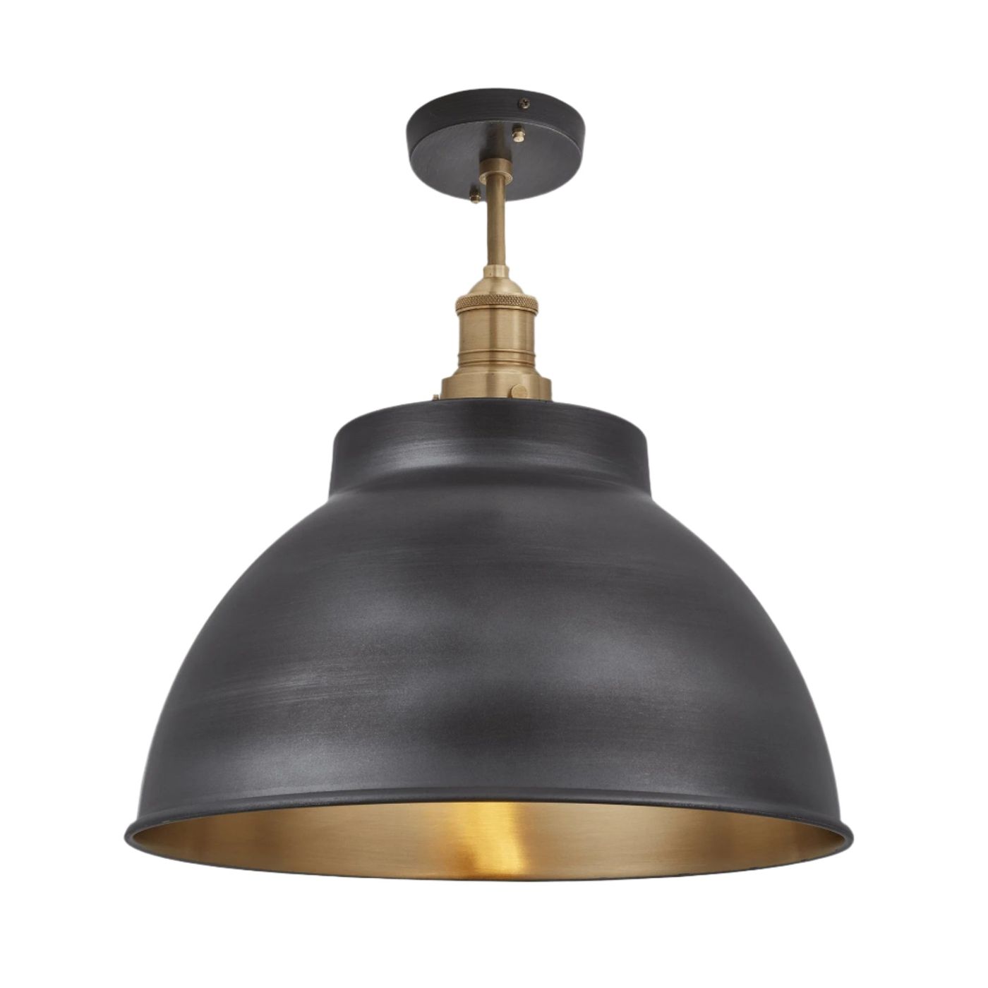 Pewter and Brass with Brass Holder Brooklyn Dome Flush Mount - 13 Inch - Industville BR-DFM13-BP-BH