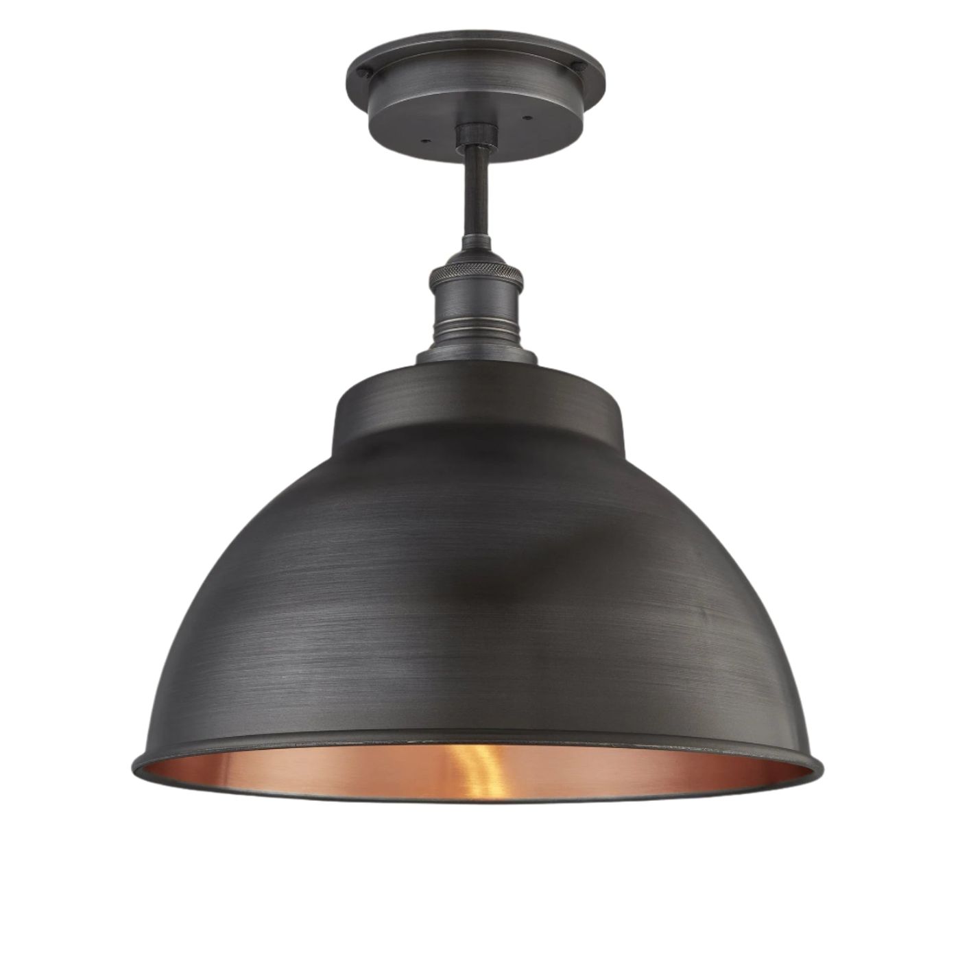 Pewter & Copper with Pewter Holder Brooklyn Outdoor & Bathroom Dome Flush Mount - 13 Inch - BR-IP65-DFM13-CP-PH