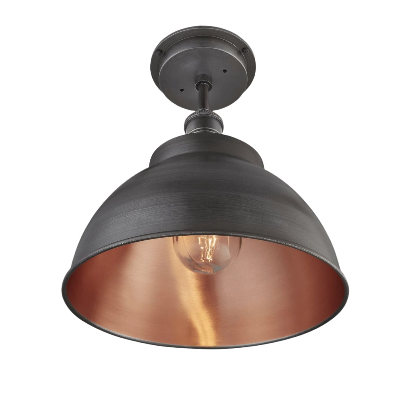 Pewter & Copper with Pewter Holder Brooklyn Outdoor & Bathroom Dome Flush Mount - 13 Inch - BR-IP65-DFM13-CP-PH