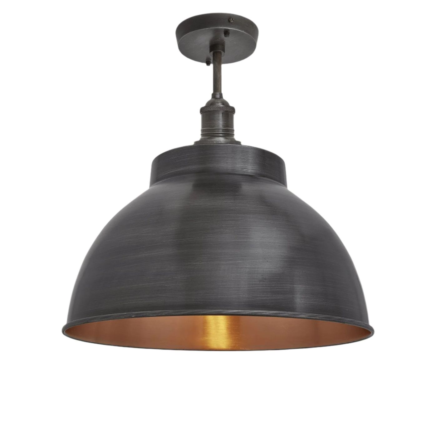Pewter and Copper with Pewter Holder Brooklyn Dome Flush Mount - 13 Inch - Industville BR-DFM13-CP-PH