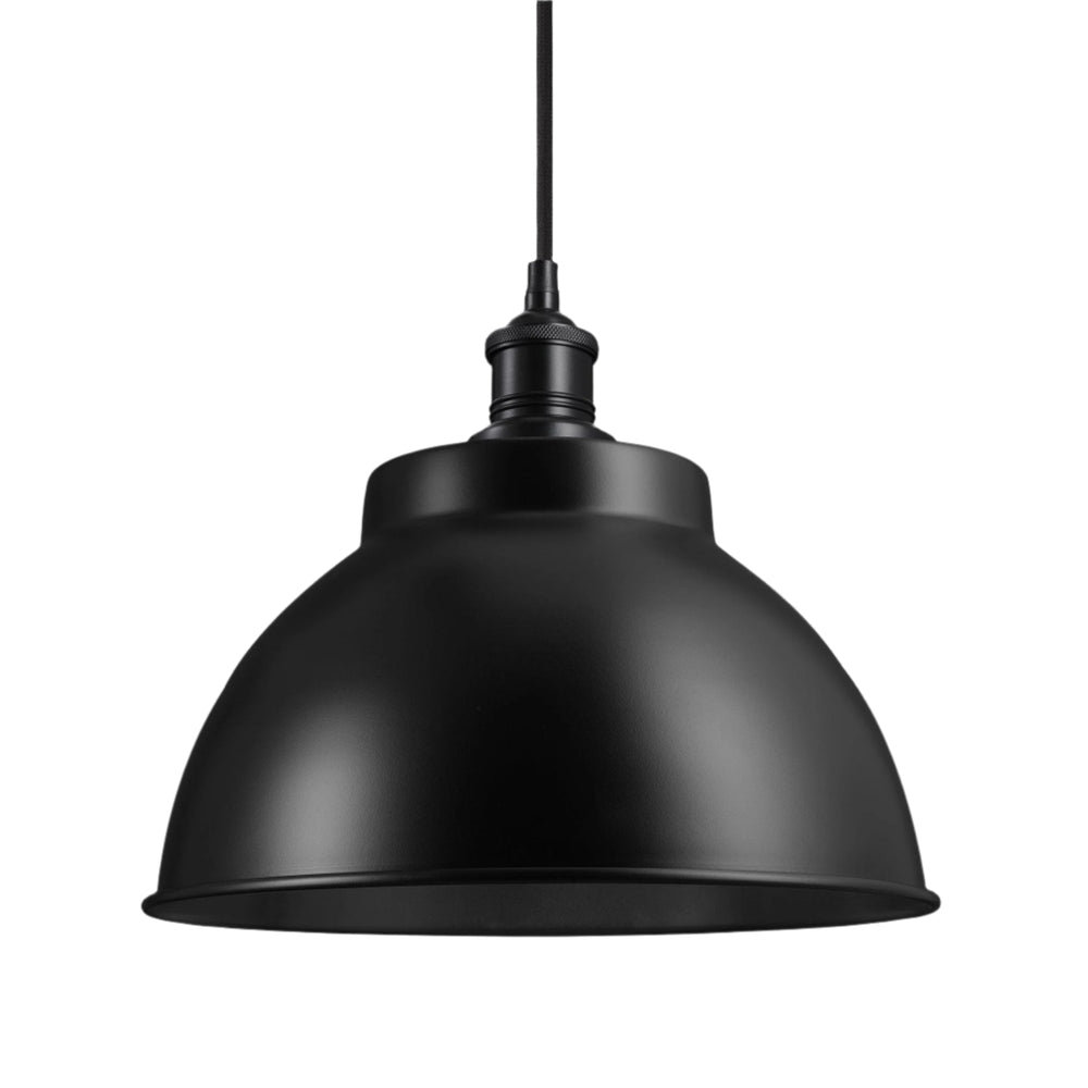 Black with Black Holder Brooklyn Dome Pendant - 13 Inch - Industville BR-DP13-BK-BKH