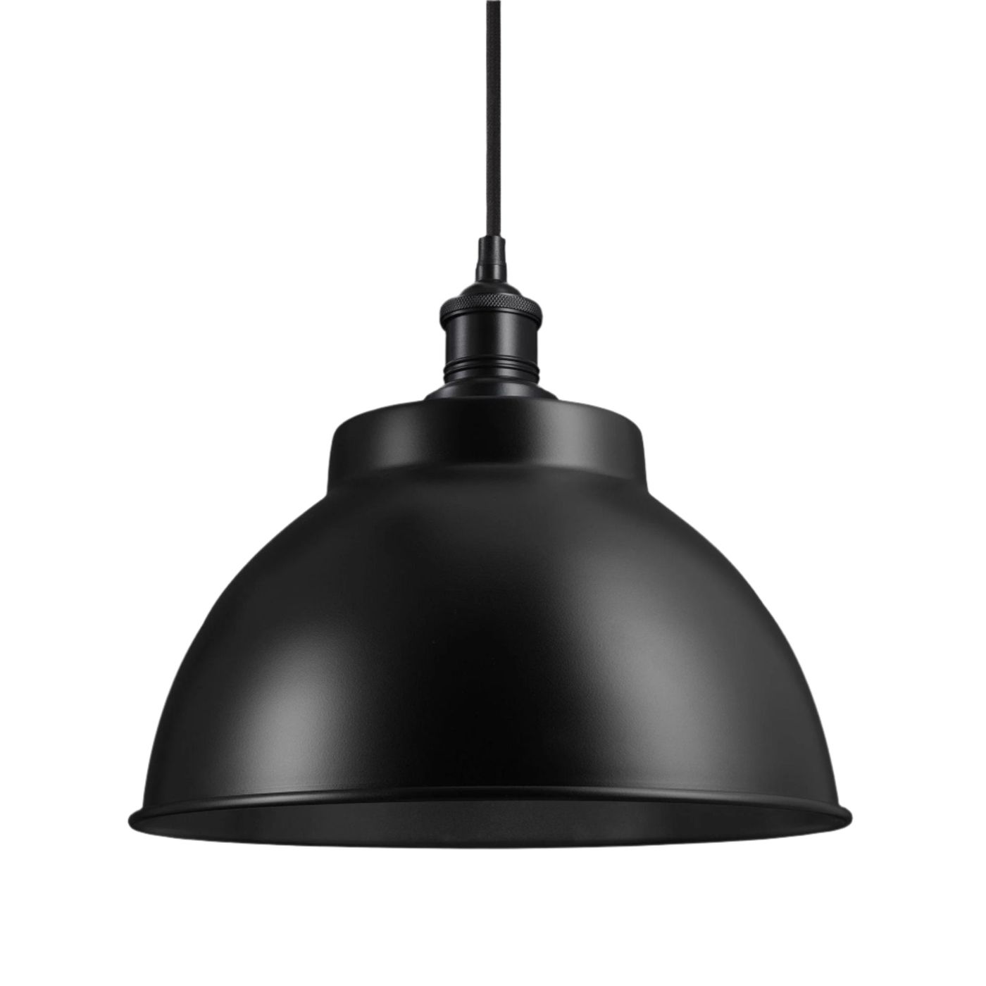 Black with Black Holder Brooklyn Dome Pendant - 13 Inch - Industville BR-DP13-BK-BKH