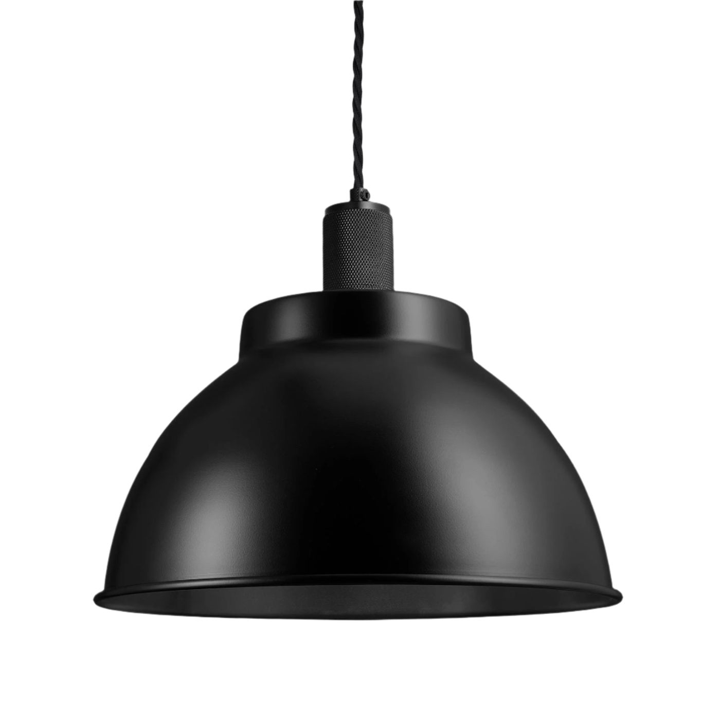 Black with Black Holder Knurled Dome Pendant - 13 Inch -  Industville KN-DP13-BK-BKH