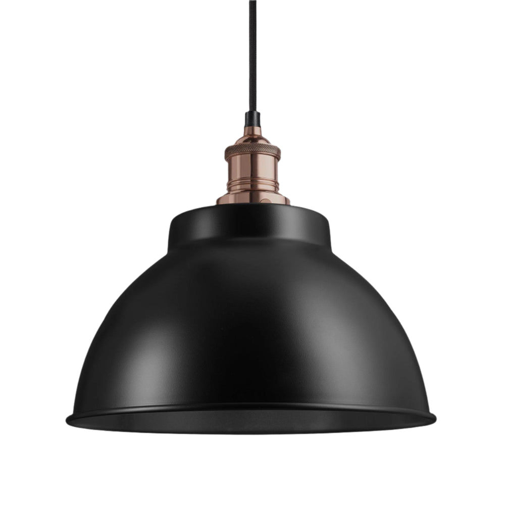 Black with Copper Holder Brooklyn Dome Pendant - 13 Inch - Industville BR-DP13-BK-CH