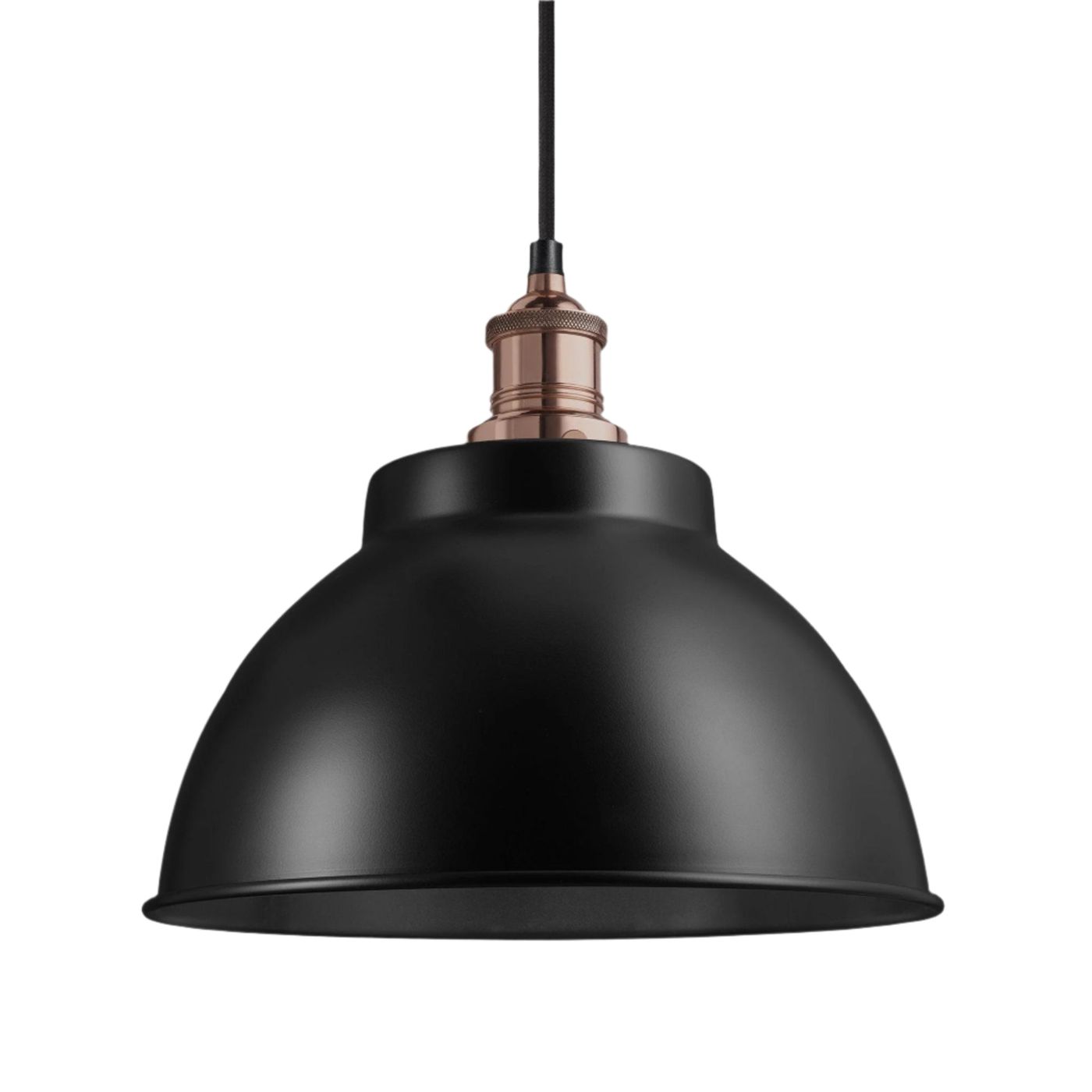 Black with Copper Holder Brooklyn Dome Pendant - 13 Inch - Industville BR-DP13-BK-CH