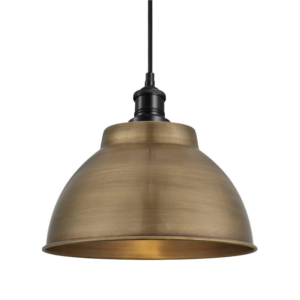 Brass with Black Holder Brooklyn Dome Pendant - 13 Inch - Industville BR-DP13-B-BKH