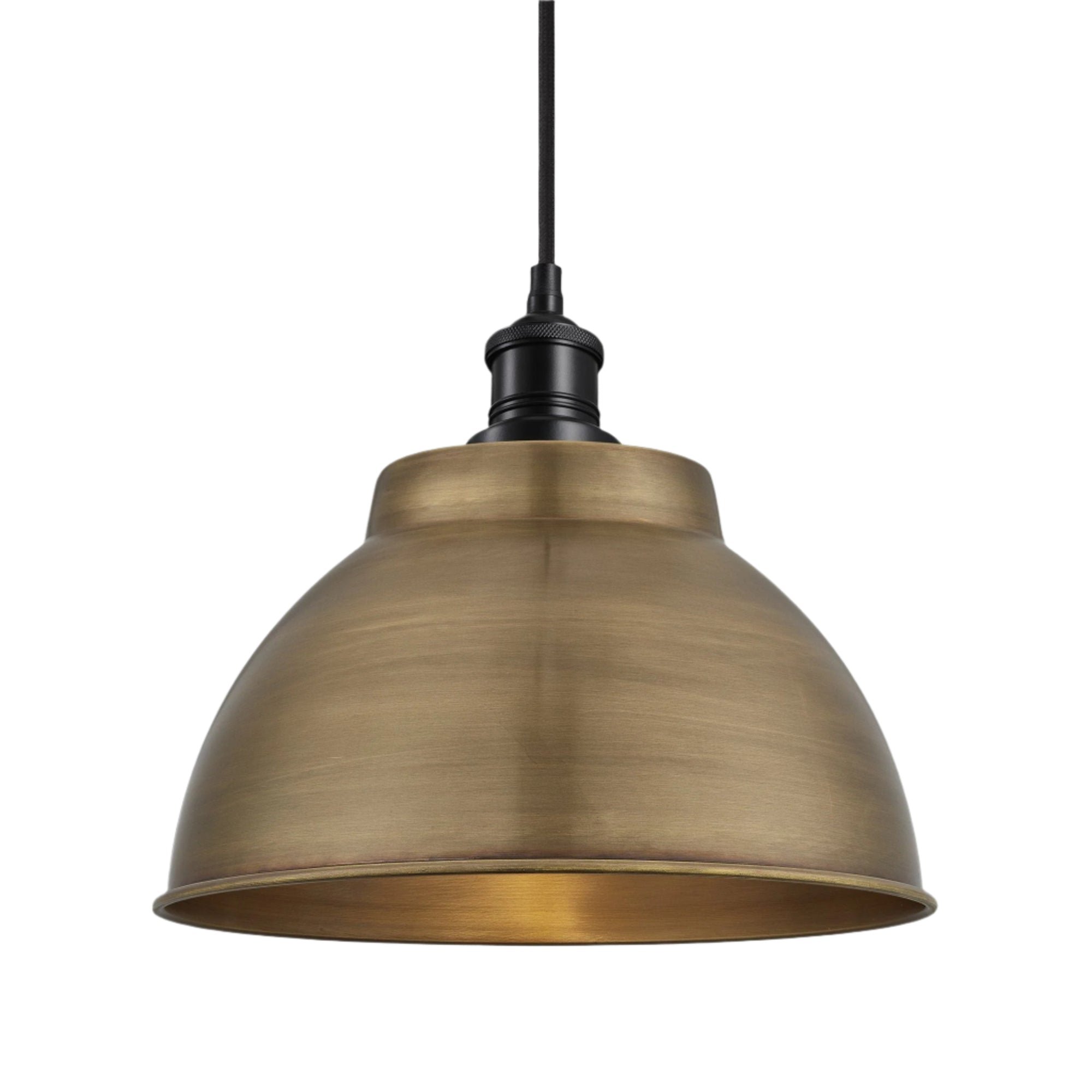 Brass with Black Holder Brooklyn Dome Pendant - 13 Inch - Industville BR-DP13-B-BKH