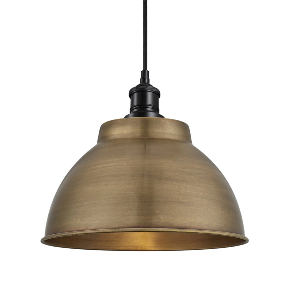 Brass with Black Holder Brooklyn Dome Pendant - 13 Inch - Industville BR-DP13-B-BKH