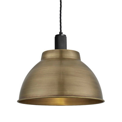 Brass with Black Holder Knurled Dome Pendant - 13 Inch -  Industville KN-DP13-B-BKH