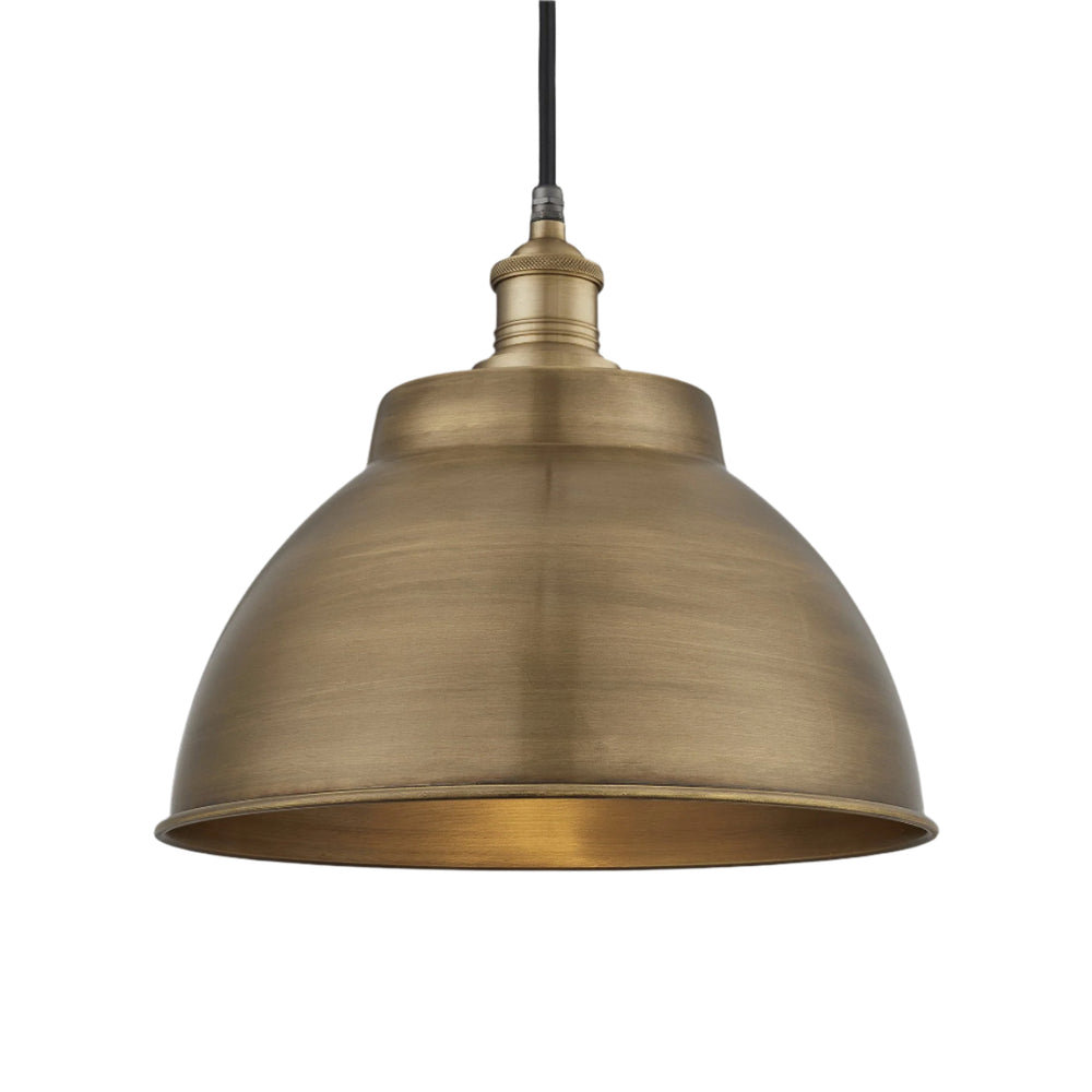 Brass with Brass Holder Brooklyn Outdoor & Bathroom Dome Pendant - 13 Inch - BR-IP65-DP13-B-BH