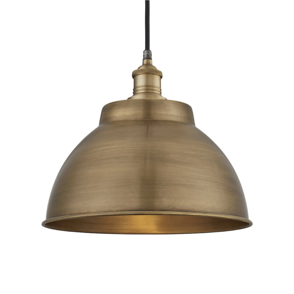 Brass with Brass Holder Brooklyn Outdoor & Bathroom Dome Pendant - 13 Inch - BR-IP65-DP13-B-BH