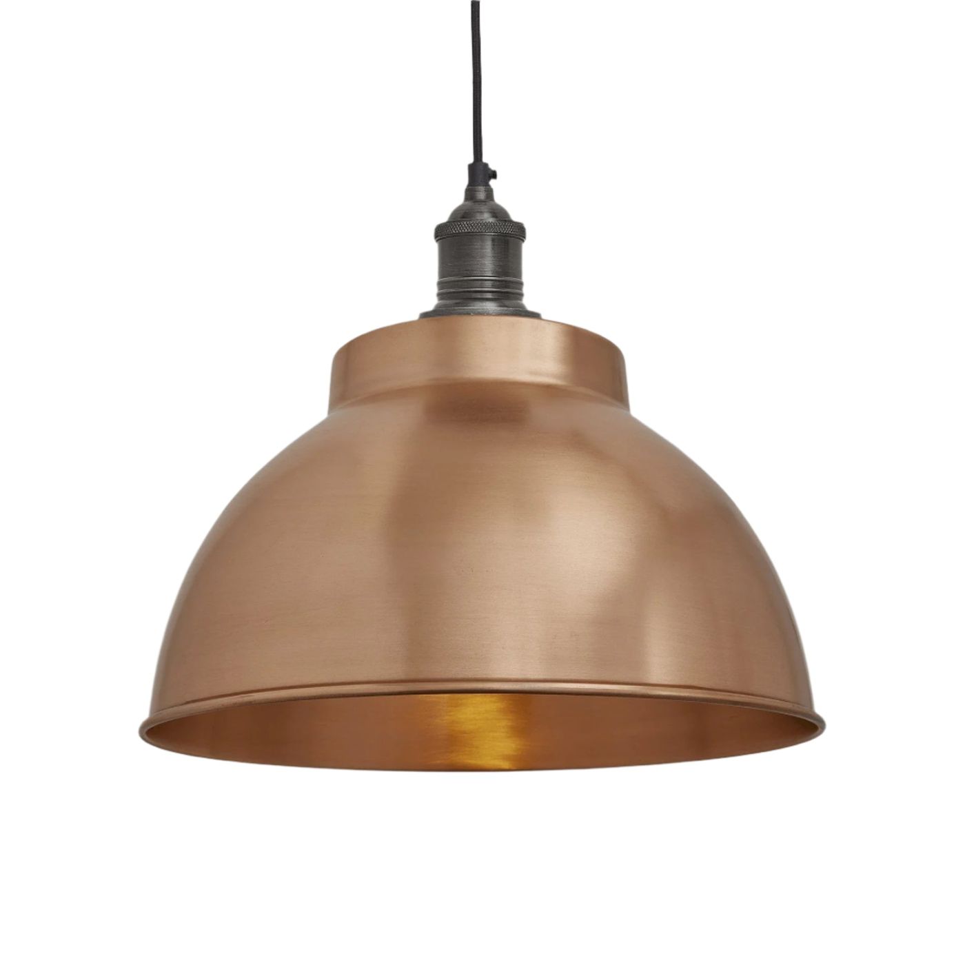 Copper with Pewter Holder Brooklyn Dome Pendant - 13 Inch - Industville BR-DP13-C-PH