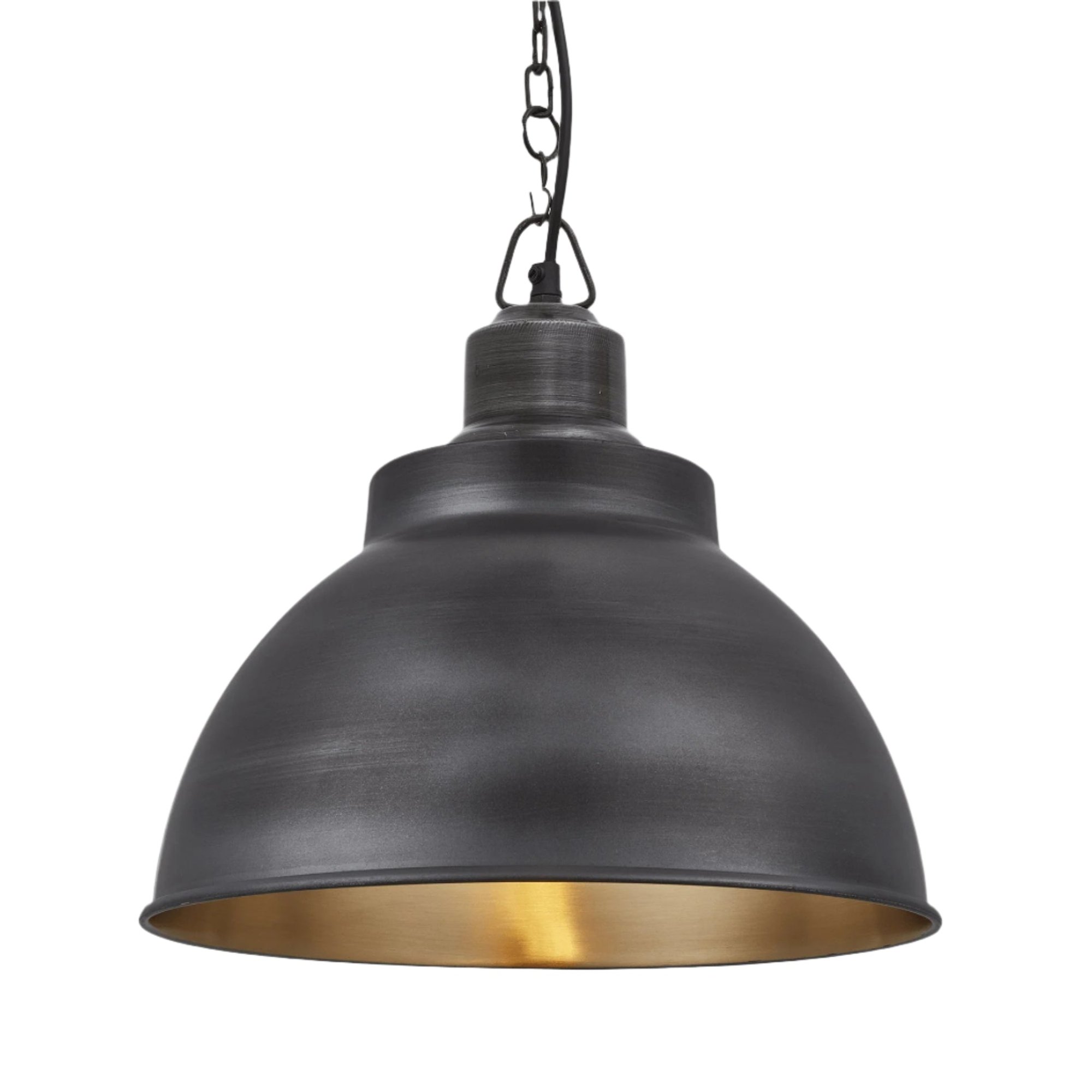 Brooklyn Dome Pendant - 13 Inch - Pewter & Brass Industville BR-DP13-BP-PCN