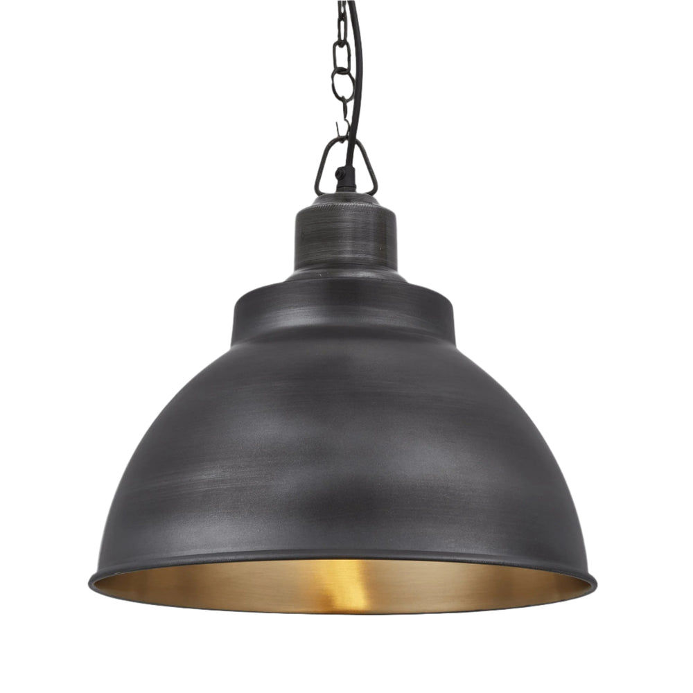 Brooklyn Dome Pendant - 13 Inch - Pewter & Brass Industville BR-DP13-BP-PCN