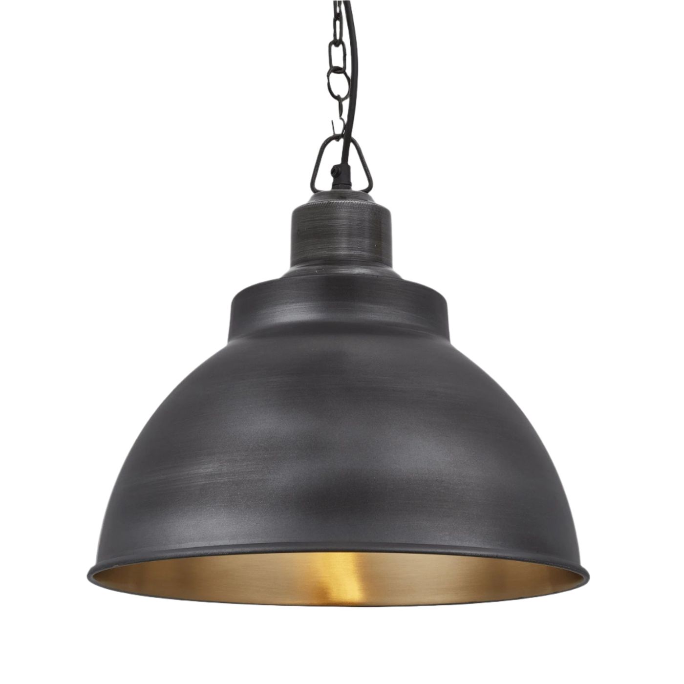 Brooklyn Dome Pendant - 13 Inch - Pewter & Brass Industville BR-DP13-BP-PCN