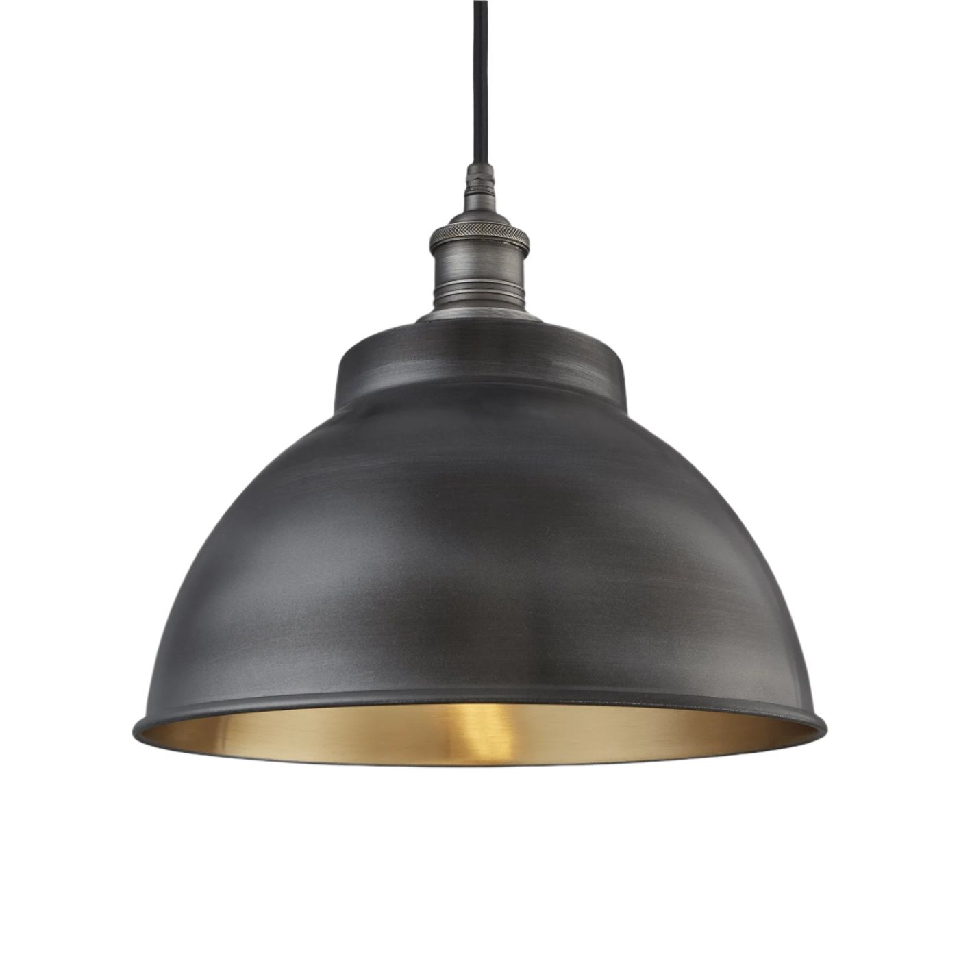 Pewter & Brass with Pewter Holder Brooklyn Outdoor & Bathroom Dome Pendant - 13 Inch - BR-IP65-DP13-BP-PH - globe