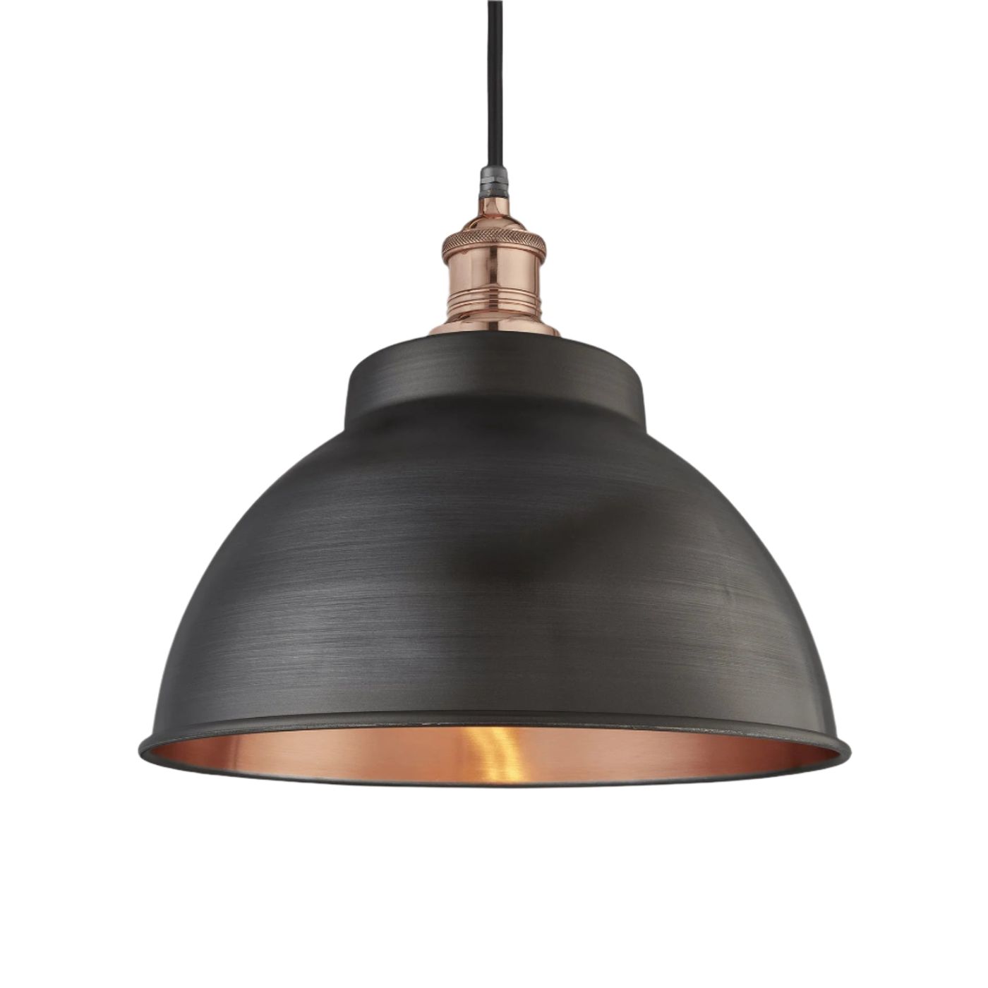 Pewter & Copper with Copper Holder Brooklyn Outdoor & Bathroom Dome Pendant - 13 Inch - BR-IP65-DP13-CP-CH - globe