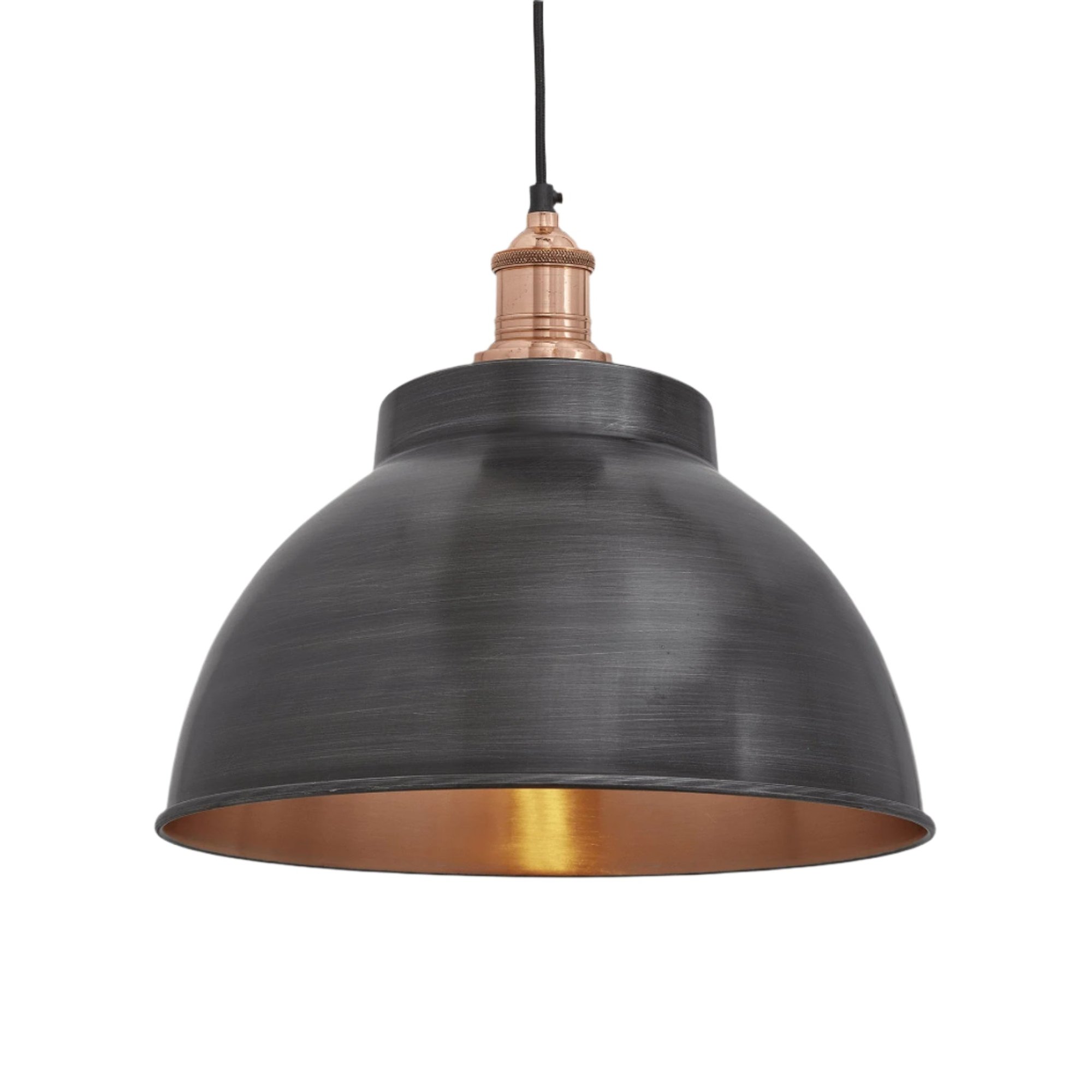 Pewter and Copper with Copper Holder Brooklyn Dome Pendant - 13 Inch - Industville BR-DP13-CP-CH