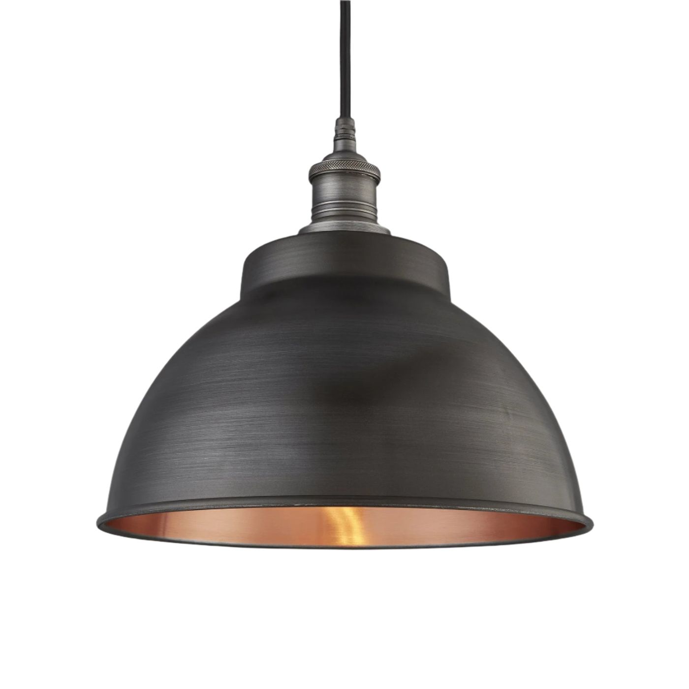 Pewter & Copper with Pewter Holder Brooklyn Outdoor & Bathroom Dome Pendant - 13 Inch - BR-IP65-DP13-CP-PH - globe