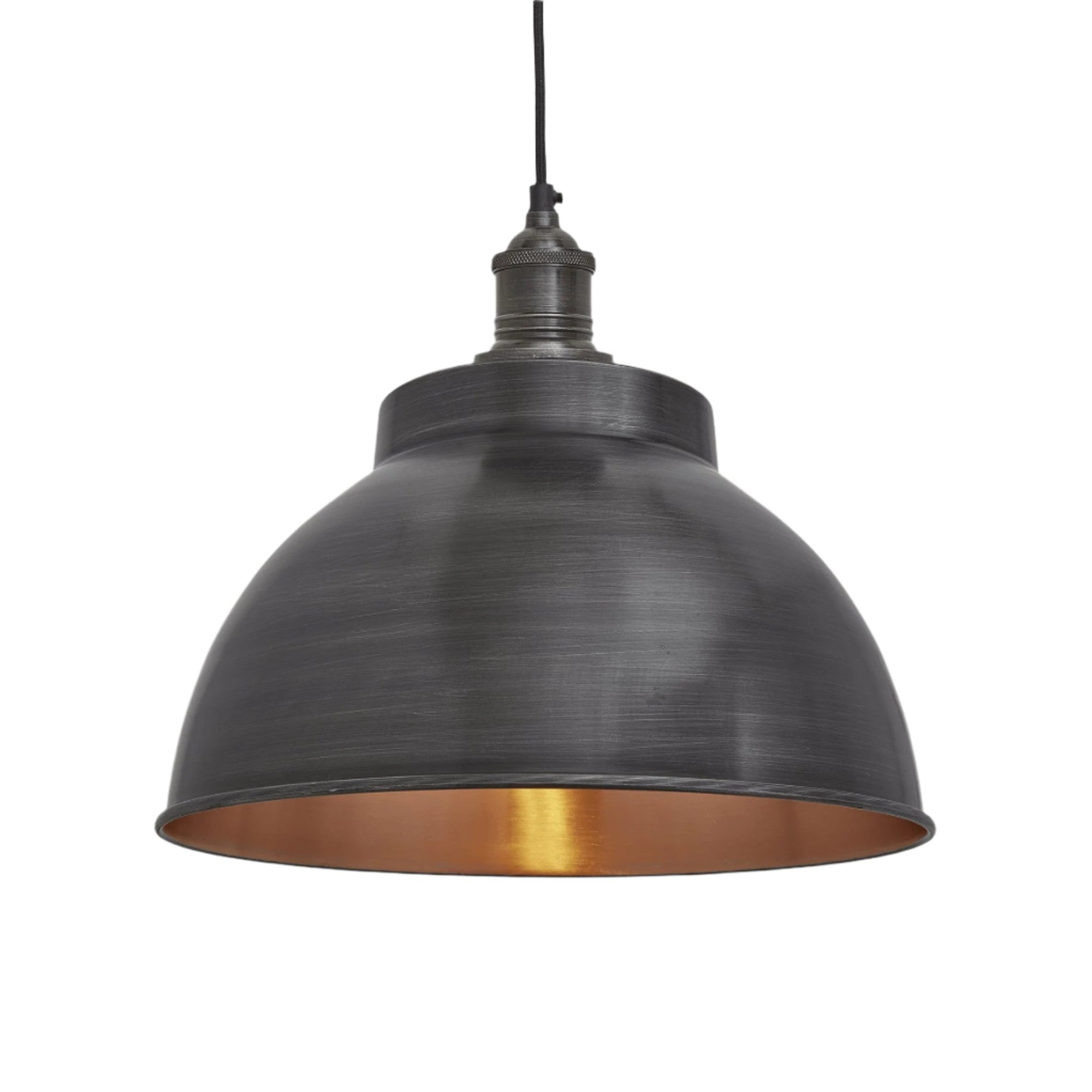 Pewter and Copper with Pewter Holder Brooklyn Dome Pendant - 13 Inch - Industville BR-DP13-CP-PH