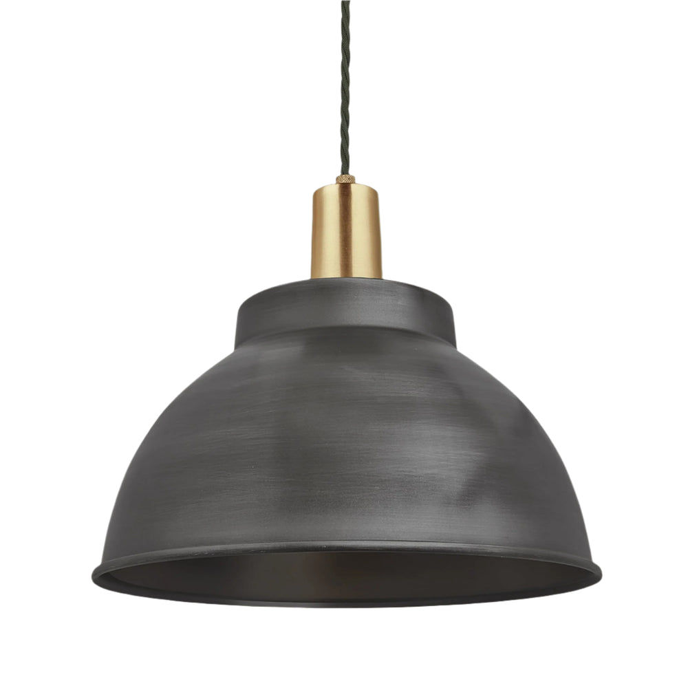Sleek Dome Pendant - 13 Inch - Pewter Industville SL-DP13-P-BH