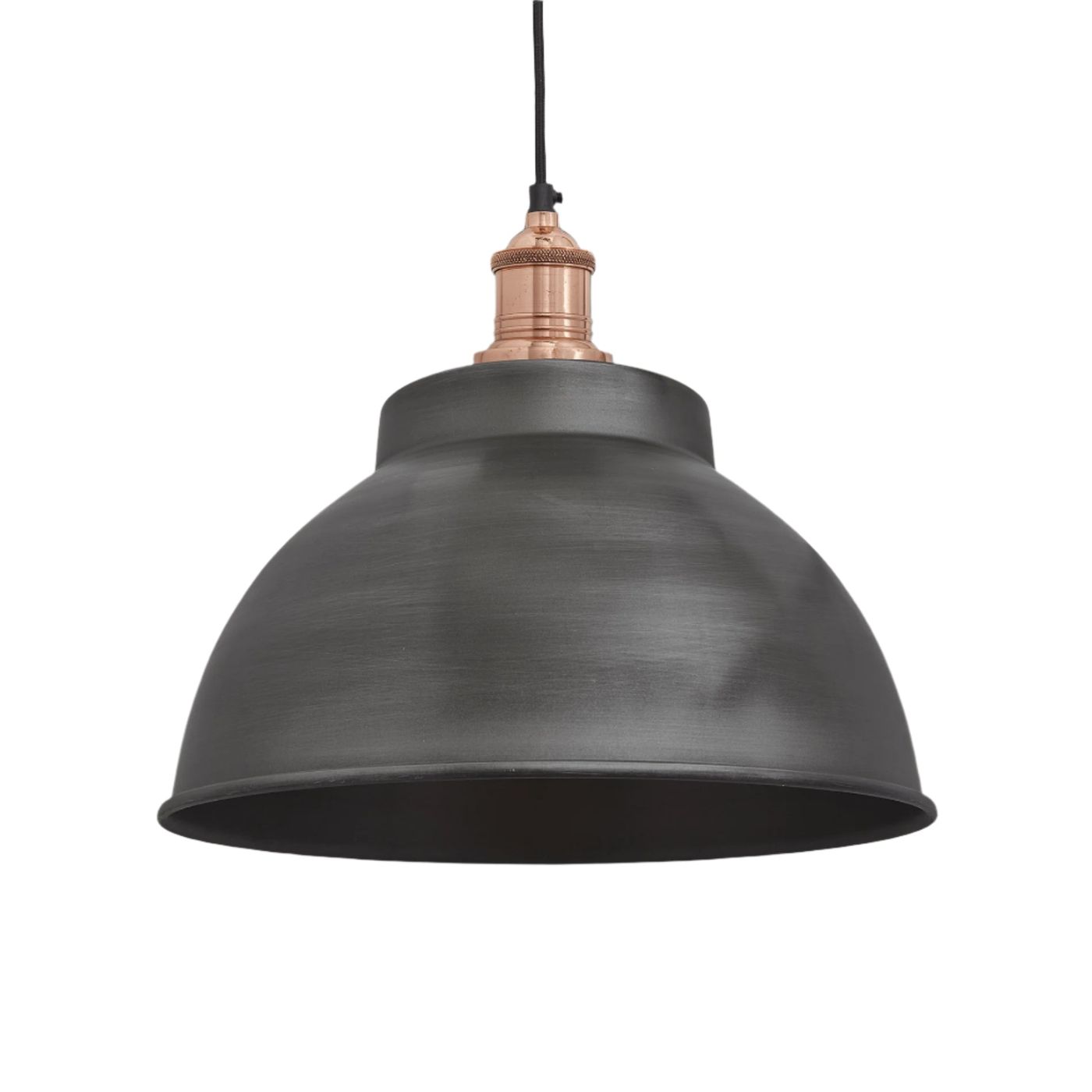 Pewter with Copper Holder Brooklyn Dome Pendant - 13 Inch - Industville BR-DP13-P-CH